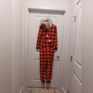 Red and Black Plaid Hooded Onesie